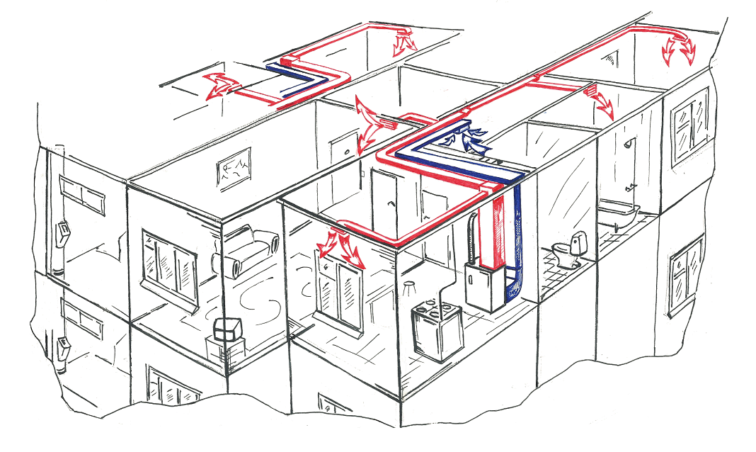 Система вентиляции воздуха в многоэтажном доме. Красноярск